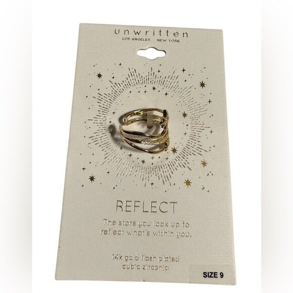 Unwritten Gold Starburst 14k gold plated Ring size 9 - Picture 2 of 4